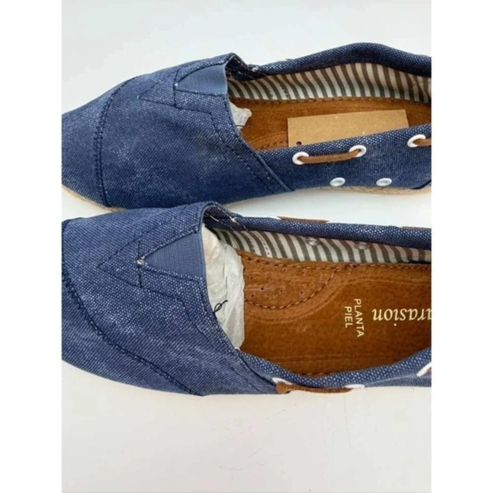 Slip-On Canvas Espadrille‎ Shoes Lightweight Flat Women - Blue - Size 38 US 7.5